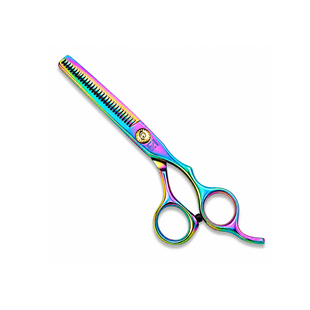Professional Thinning Scissor. One Blade Teeth and One Blade Razor. Multicolor coating