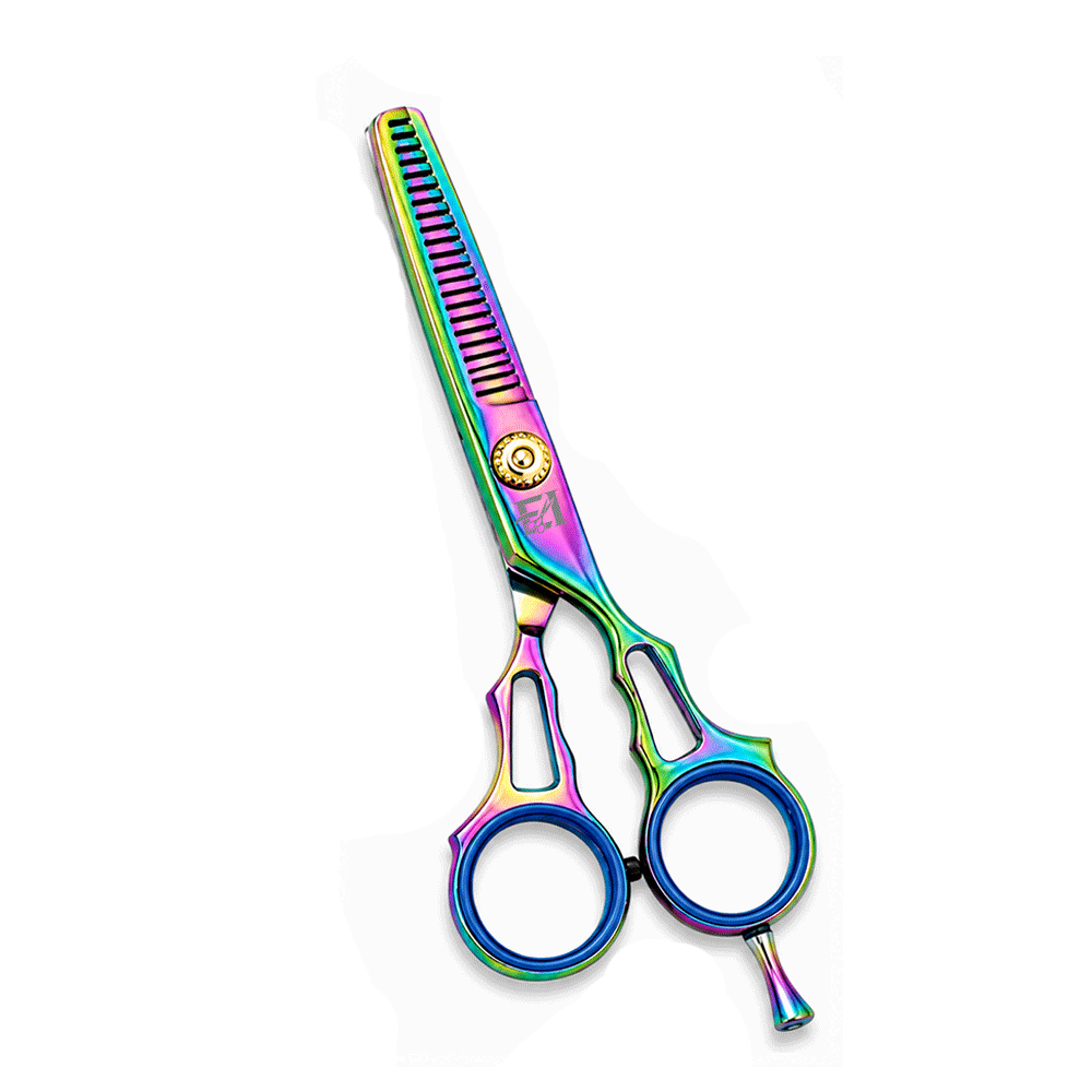 Professional Thinning Scissor. One Blade Teeth and One Blade Razor. Multicolor coating