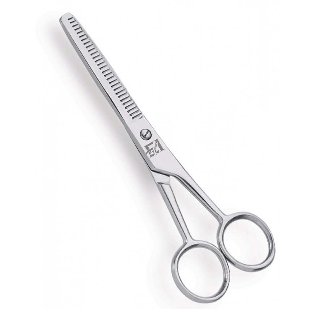 Professional Thinning Scissor. One Blade Teeth and One Blade Razor. Satin Finish.