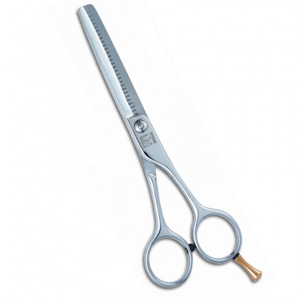 Professional Thinning Scissor. One Blade Teeth and One Blade Razor. Satin Finish.