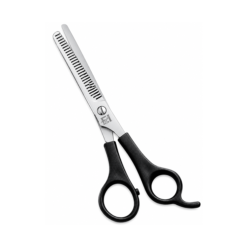 Professional Thinning Scissor. One Blade Teeth and One Blade Razor. Satin Finish.